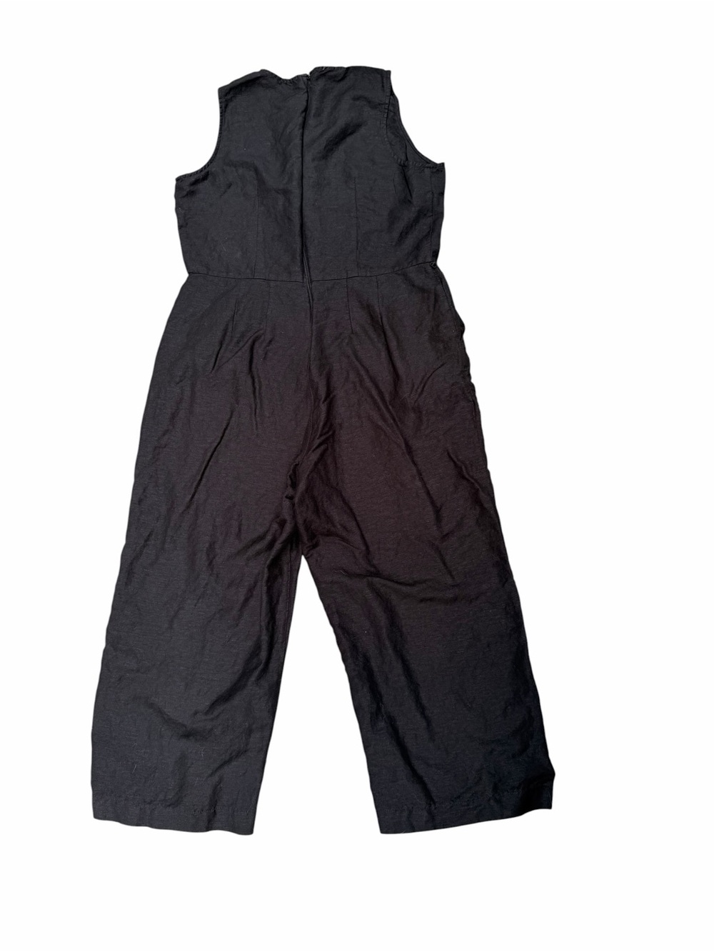 LOFT Size 14 Sleeveless Black Wide-Leg Jumpsuit with Pockets Back Zipper Linen - Picture 5 of 9